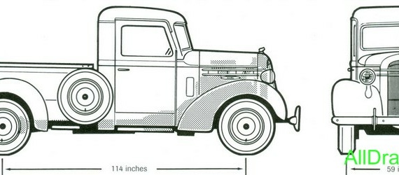 Mack Jr Model 2M (1937) truck drawings (figures)